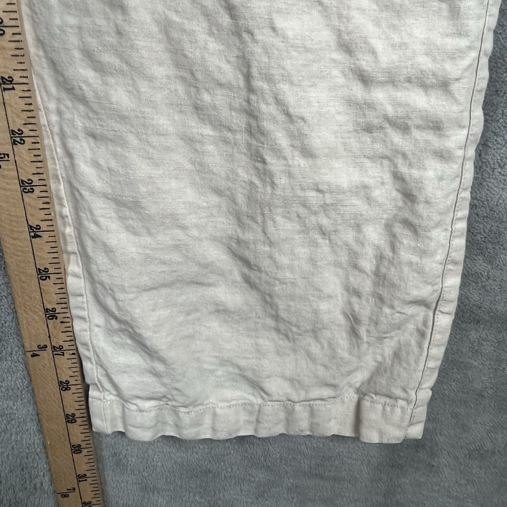 Tasso Elba 100% Linen Pants Mens Size 34x30 Beige Tan Straight Flat Casual Beach - Picture 7 of 8